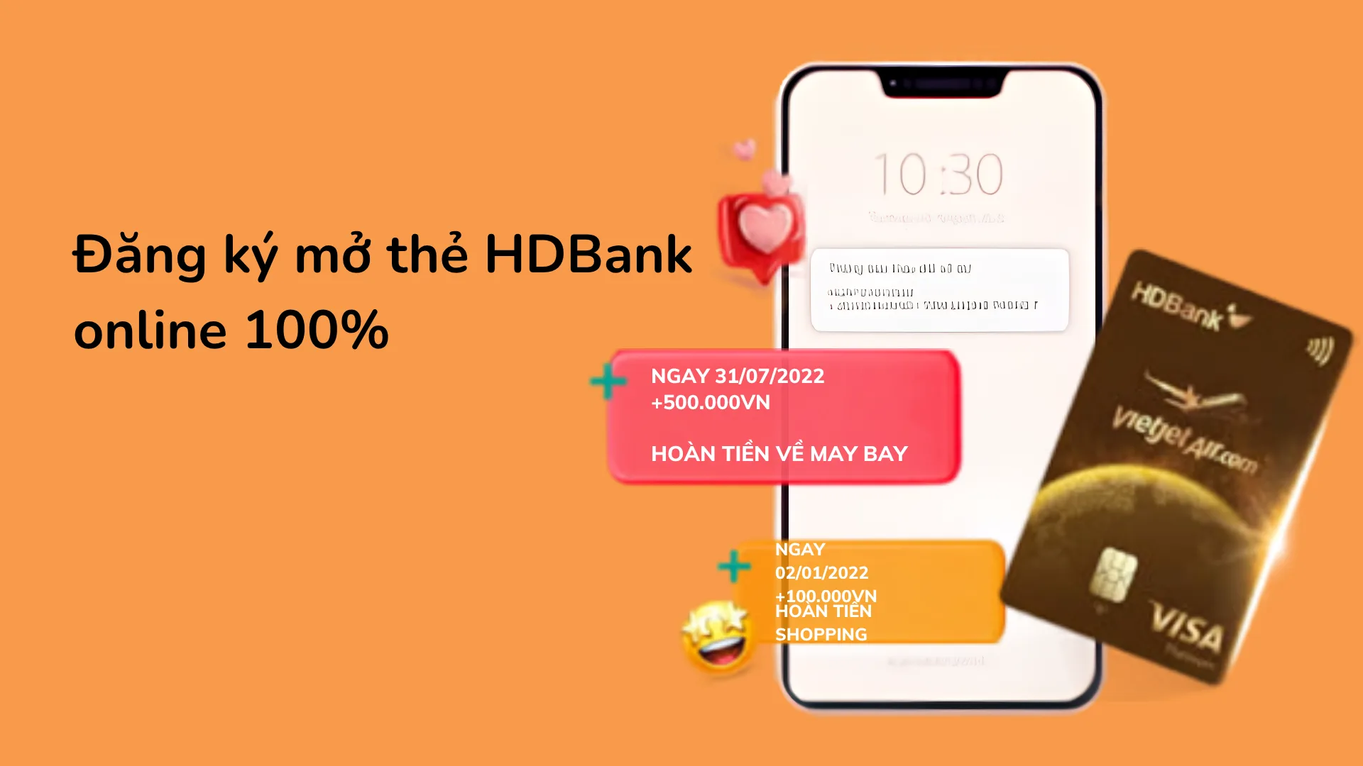 Đăng ký mở thẻ tín dụng HDBank online bằng định danh eKYC trên ứng dụng.