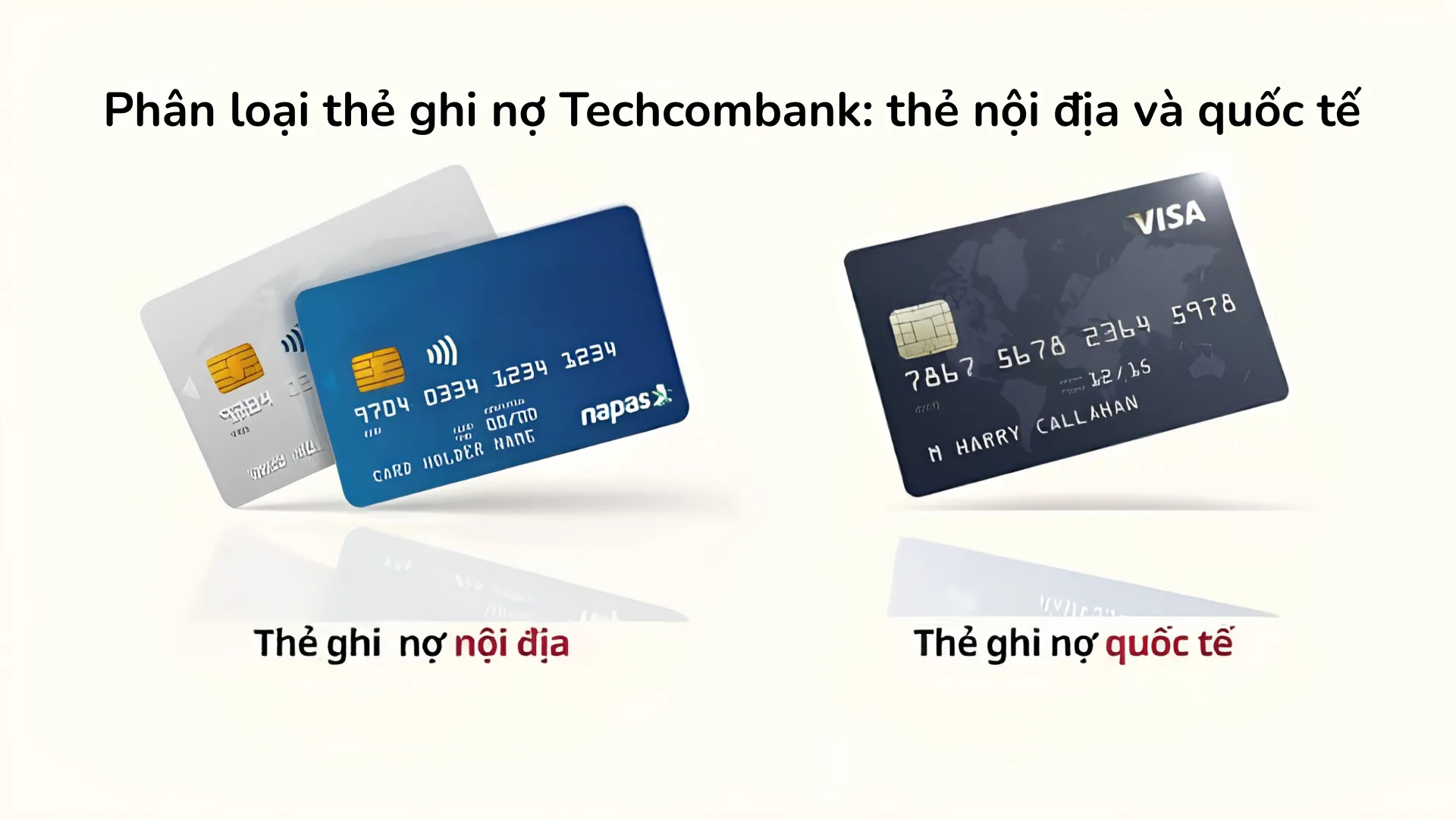 Phân loại thẻ ghi nợ Techcombank: thẻ nội địa và thẻ quốc tế