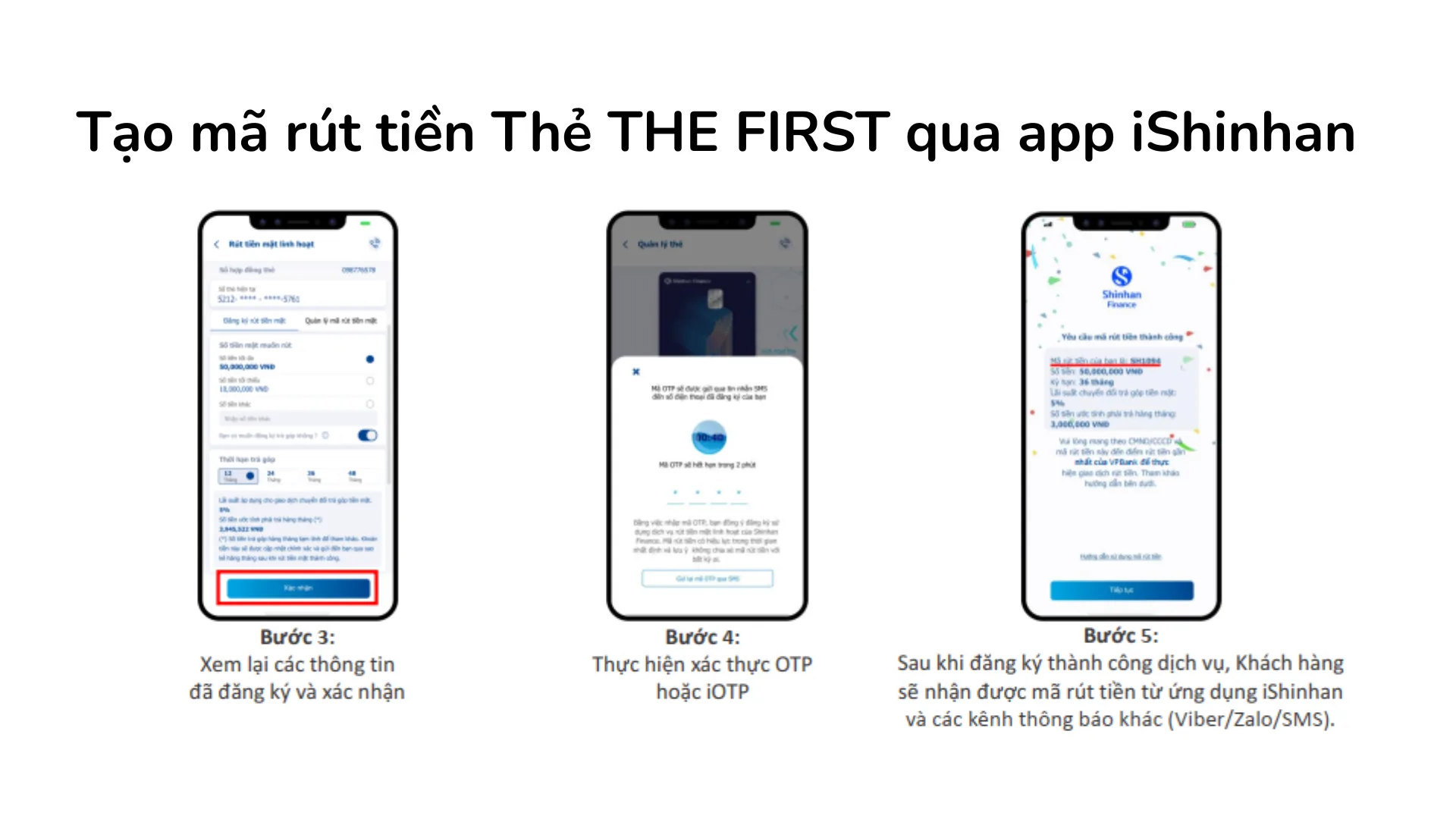 Thao tác tạo mã rút tiền mặt thẻ THE FIRST trên ứng dụng iShinhan (bước 2)