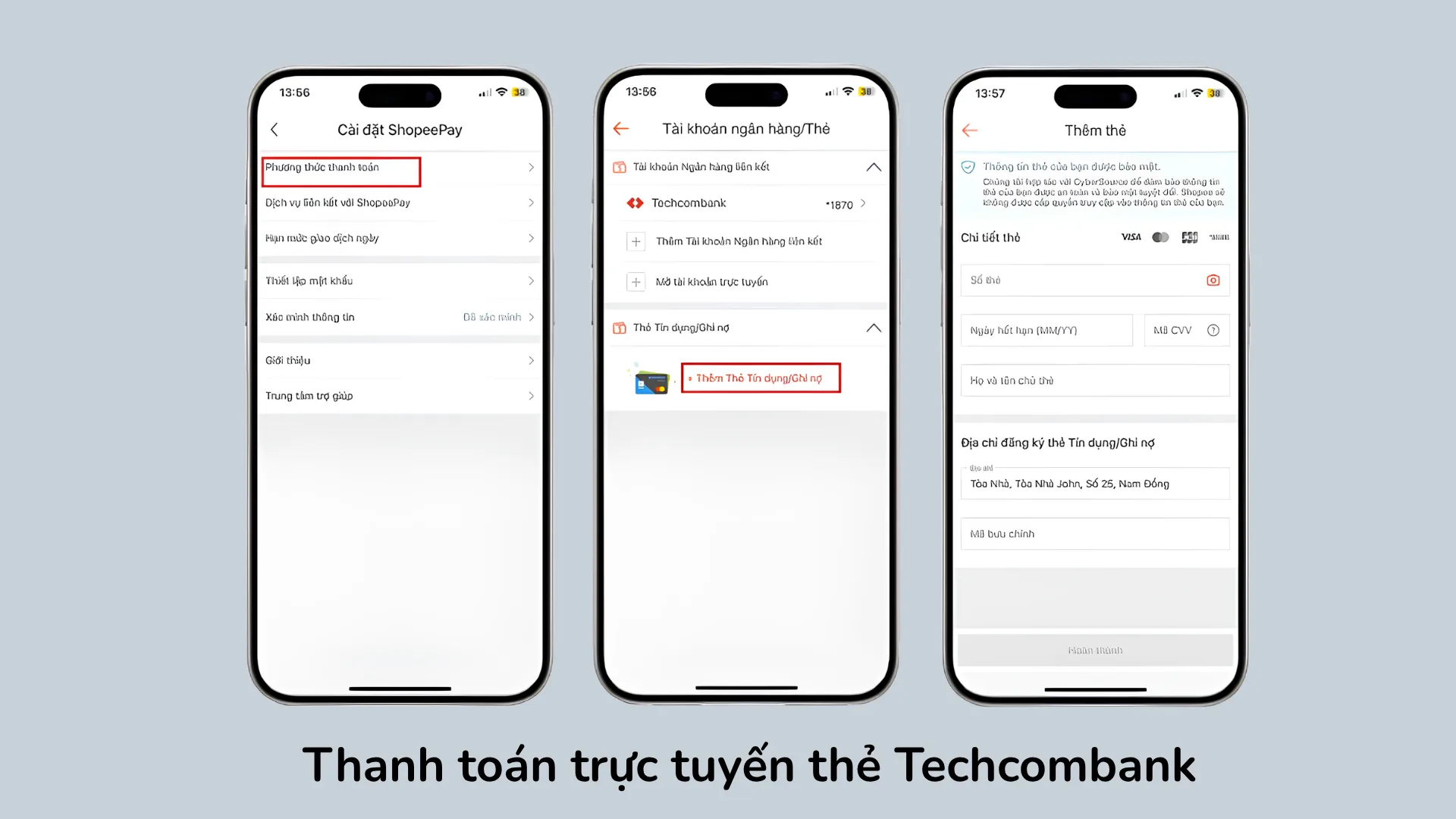 Thanh toán trực tuyến và tra cứu giao dịch thẻ Techcombank