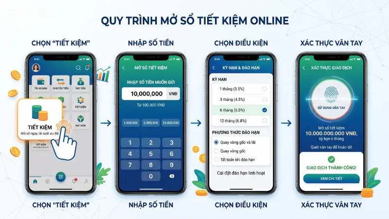 Thao tác thiết lập tài khoản diễn ra nhanh chóng, bảo mật tuyệt đối với hệ thống xác thực sinh trắc học đa lớp.
