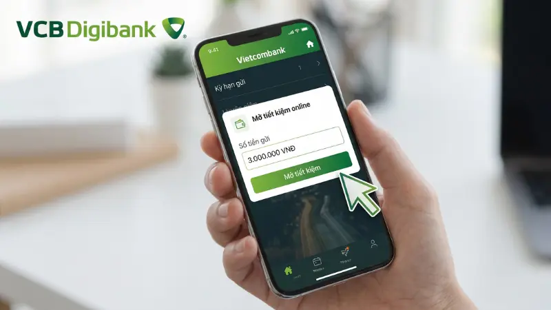 Quy trình khởi tạo tài khoản và thiết lập kỳ hạn gửi tiền được thiết kế trực quan, tương thích hoàn hảo trên nền tảng thiết bị di động.