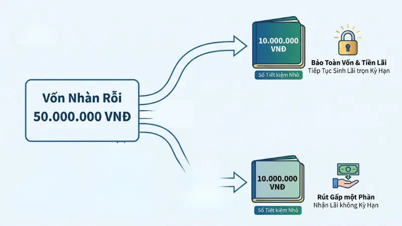 Kỹ thuật chia nhỏ sổ tiết kiệm giúp bạn bảo toàn tối đa tiền lãi khi bắt buộc phải rút tiền trước hạn.