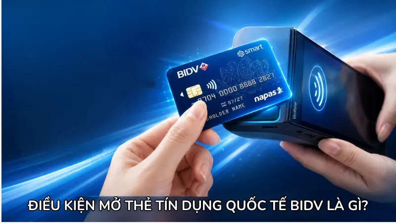 Để mở thẻ tín dụng quốc tế BIDV, khách hàng cần đáp ứng điều kiện cơ bản về độ tuổi, lịch sử tín dụng sạch và thu nhập tối thiểu từ 4 triệu đồng/tháng.