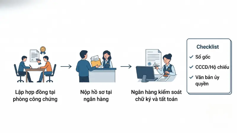 Khách hàng cần chuẩn bị đầy đủ sổ tiết kiệm gốc, giấy tờ tùy thân và văn bản ủy quyền hợp lệ để hoàn tất thủ tục rút tiền nhanh chóng.