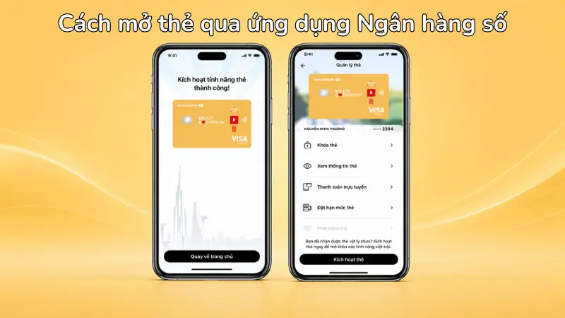 Bạn có thể đăng ký phát hành thẻ tín dụng ảo ngay trên ứng dụng ngân hàng số như App MBBank và nhận thông tin thẻ chỉ sau vài phút.