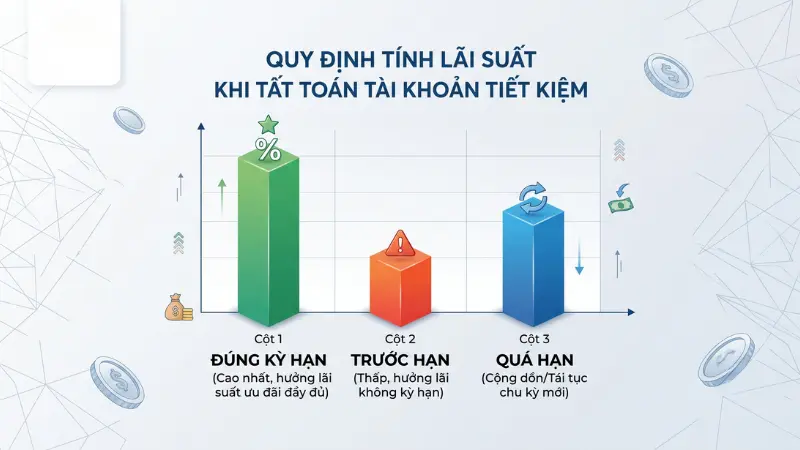 Rút sổ tiết kiệm trước hạn sẽ chỉ được hưởng mức lãi suất không kỳ hạn cực kỳ thấp, bạn cần tính toán kỹ trước khi ra quyết định.