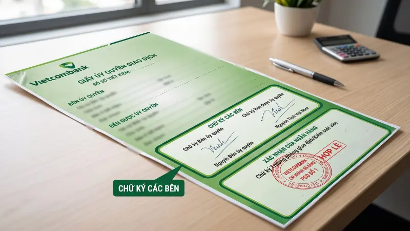 Khách hàng tuyệt đối không sử dụng bản sao chép, biểu mẫu hợp lệ bắt buộc phải có logo Vietcombank và chữ ký xác nhận của các bên.