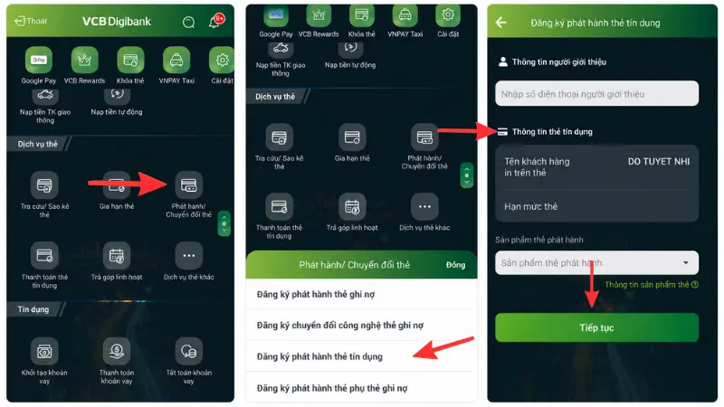 Khách hàng dễ dàng đăng ký phát hành thẻ nhanh chóng trên thiết bị di động thông qua ứng dụng VCB Digibank.