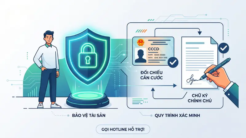 Khách hàng cần trực tiếp đến quầy giao dịch điền Giấy báo mất sổ và ký đúng chữ ký mẫu để phong tỏa tài sản