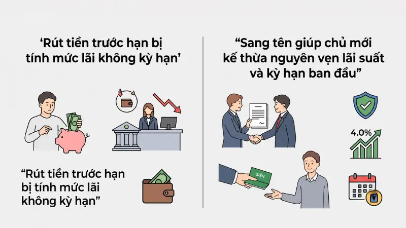 Sang tên sổ tiết kiệm giúp chủ sở hữu mới kế thừa nguyên vẹn lãi suất và kỳ hạn ban đầu thay vì rút trước hạn.