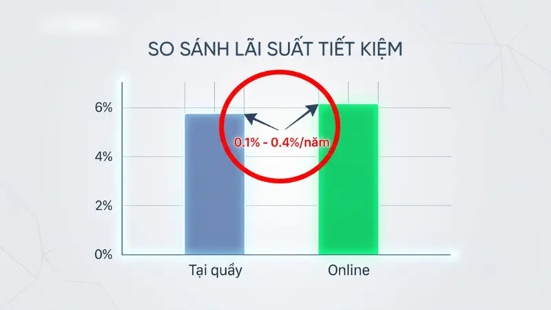 Mở sổ tiết kiệm online luôn mang lại mức lãi suất ưu đãi hơn so với giao dịch nộp tiền tại quầy.