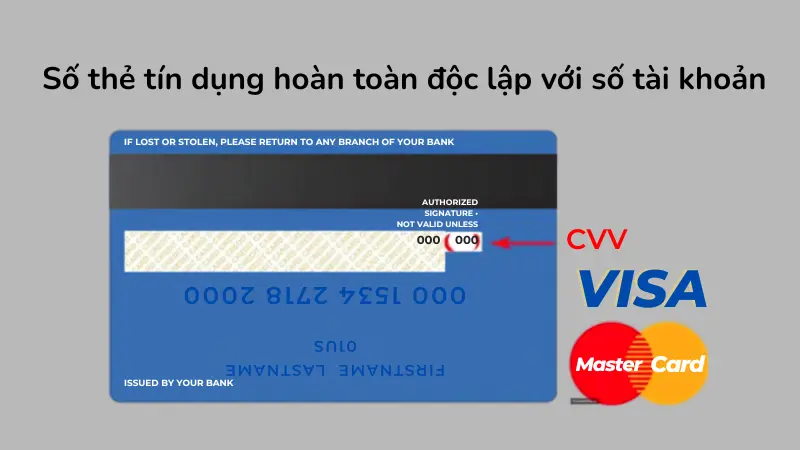 Số thẻ tín dụng hoàn toàn độc lập với số tài khoản, mã PIN hay các mã bảo mật CVV/CVC nhằm thiết lập hàng rào bảo vệ đa lớp cho dòng tiền của khách hàng.