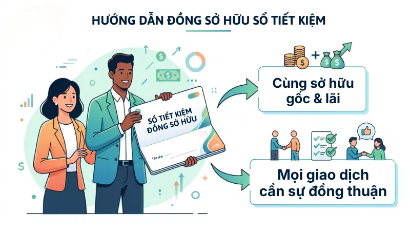 Sổ tiết kiệm đứng tên 2 người giúp kiểm soát tài sản minh bạch nhưng đòi hỏi sự đồng thuận của tất cả các bên khi giao dịch.