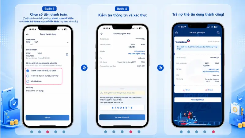 Thông qua VietinBank iPay, chủ thẻ có thể linh hoạt chọn thanh toán toàn bộ, thanh toán tối thiểu hoặc một số tiền tùy chọn khác.