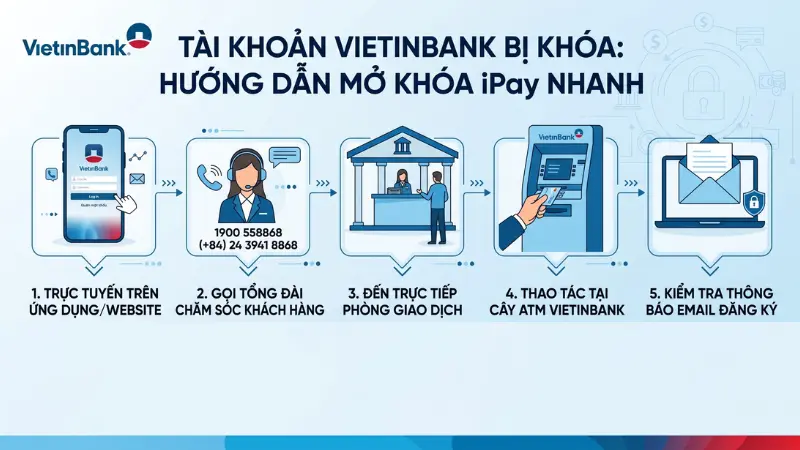 Tùy thuộc vào điều kiện thực tế, người dùng có thể áp dụng 1 trong 5 giải pháp linh hoạt để khôi phục quyền truy cập iPay