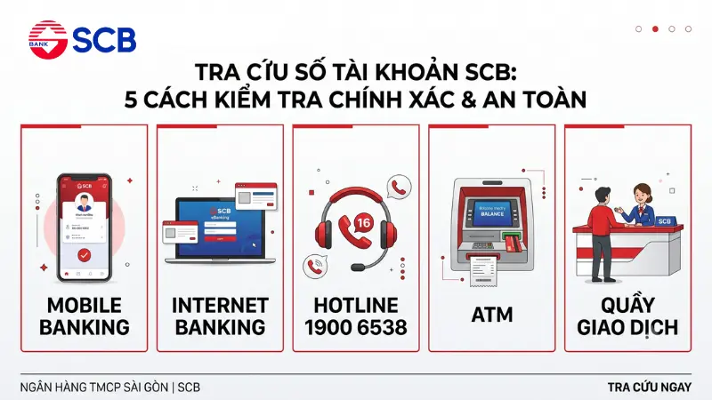 5 cách tra cứu số tài khoản SCB qua app, web, hotline, ATM và quầy
