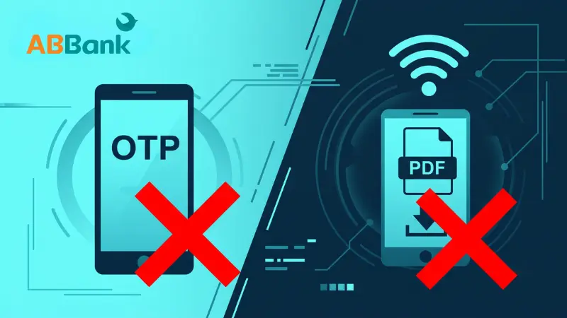 Bảo mật mã OTP khi sao kê ABBank online.