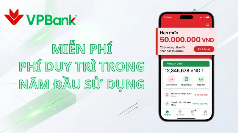 Khách hàng cá nhân được miễn hoàn toàn phí duy trì trong năm đầu tiên sử dụng dịch vụ.