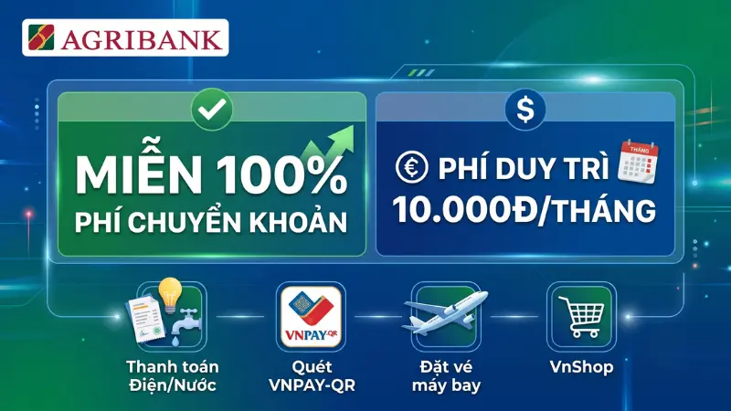 Tài khoản số Agribank Plus giúp tối ưu chi phí thanh toán và mở ra không gian giao dịch đa tiện ích.