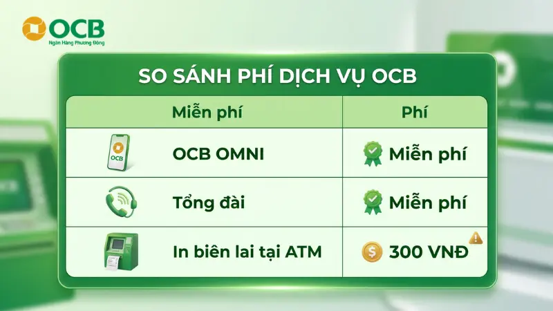 Bảng biểu phí tra cứu số tài khoản ngân hàng OCB.