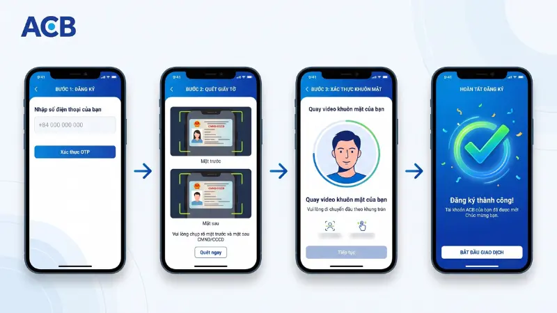 4 bước chụp ảnh giấy tờ tùy thân mở tài khoản thanh toán ACB trên app ACB ONE