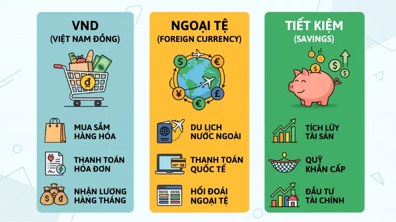 Công dân ngoại quốc được phép mở đa dạng các loại tài khoản như VND, ngoại tệ và tiết kiệm để phục vụ nhu cầu thanh toán và tích lũy tại Việt Nam.