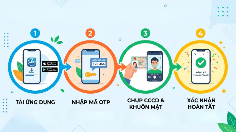 Quy trình tạo tài khoản trực tuyến được thực thi thông qua công nghệ định danh điện tử (eKYC), cho phép khách hàng thực hiện mọi giao dịch ngay lập tức.