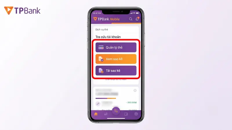 Các bước tải sao kê thẻ tín dụng TPBank trên app TPBank Mobile