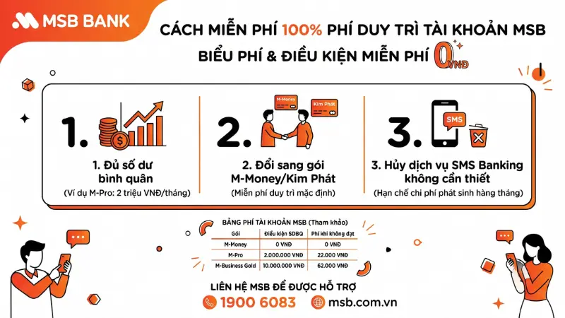 Hướng dẫn cách tối ưu chi phí duy trì tài khoản MSB.