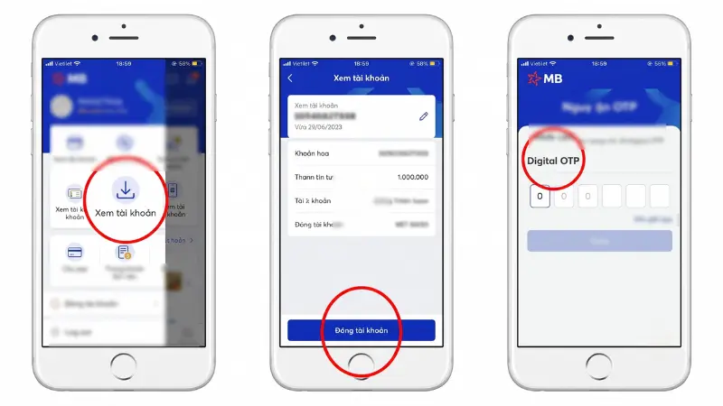 Các bước xóa tài khoản phụ MB Bank trên ứng dụng