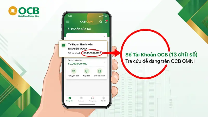 Số tài khoản ngân hàng OCB mặc định gồm 13 chữ số.