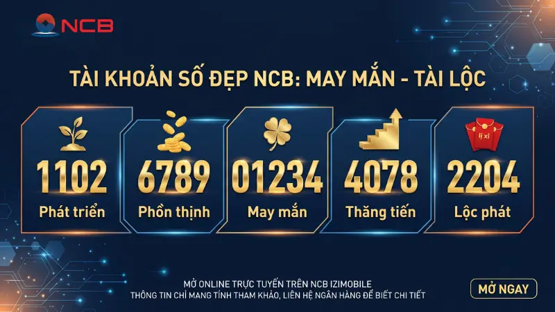 Gợi ý các bộ số tài khoản NCB hợp phong thủy tài lộc