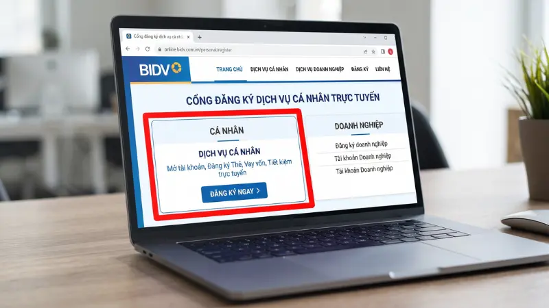 Nền tảng website của BIDV sở hữu giao diện trực quan, giúp khách hàng đăng ký tài khoản nhanh chóng mà không cần cài đặt thêm ứng dụng.