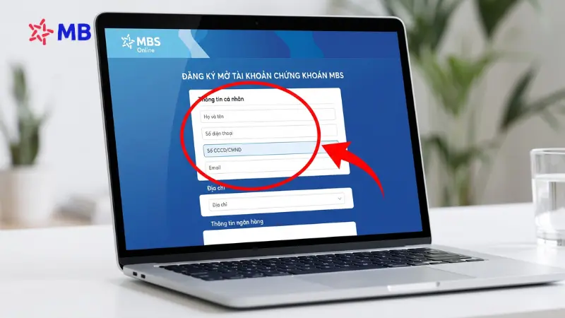 Giao diện đăng ký tài khoản chứng khoán trực tuyến trên website MBS.