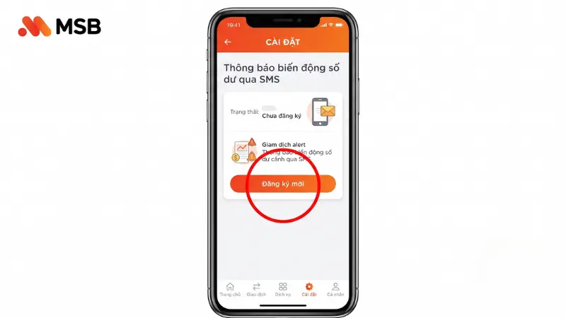 Các bước đăng ký SMS Banking trên MSB mBank