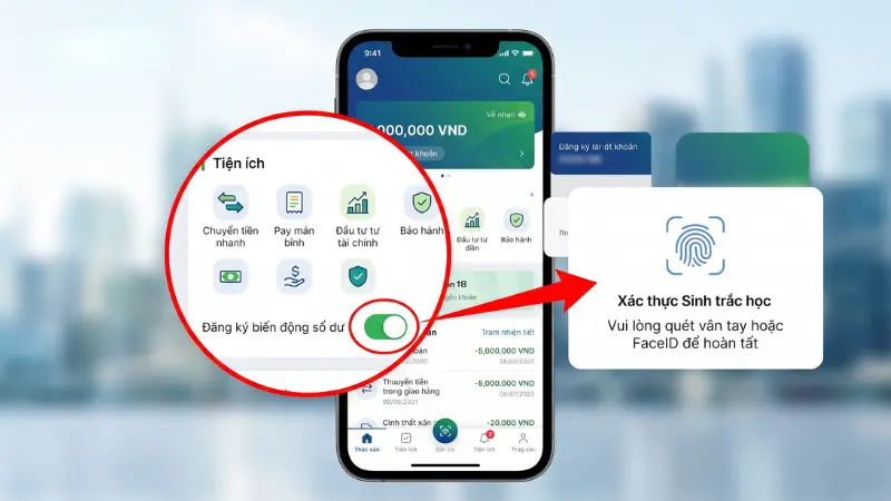 Chỉ với 4 thao tác cơ bản trên Mobile Banking, bạn đã kích hoạt thành công tính năng cảnh báo giao dịch miễn phí.