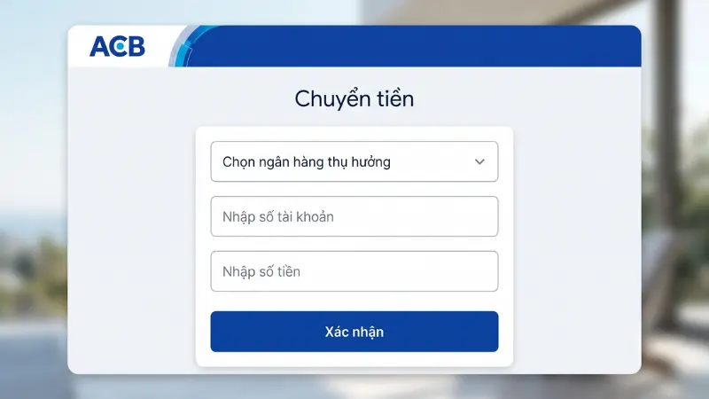 Biểu phí chuyển tiền ACB Online nội bộ và liên ngân hàng.