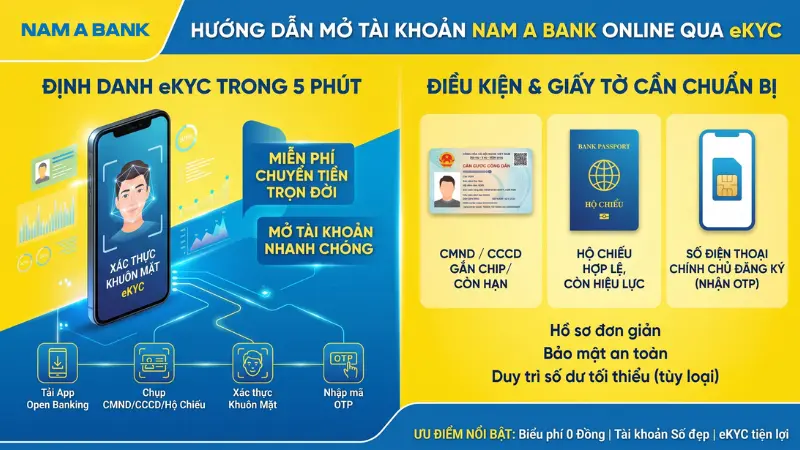 Yêu cầu CMND/CCCD và xác thực eKYC định danh khuôn mặt.