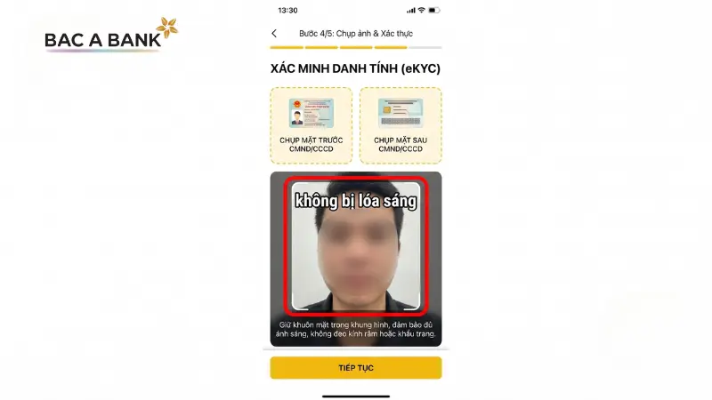 Định danh eKYC tài khoản Bac A Bank online