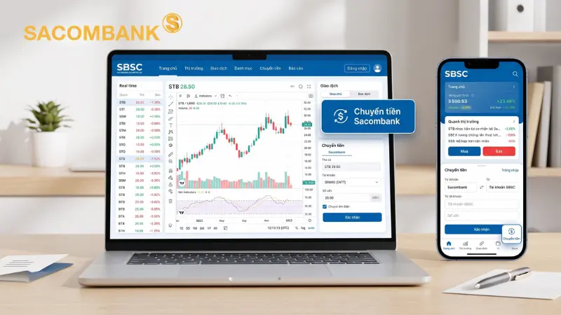 Nền tảng giao dịch trực tuyến của SBSC cung cấp giao diện thân thiện, hỗ trợ nhà đầu tư quản lý danh mục và thực hiện các thao tác chuyển khoản nhanh chóng.