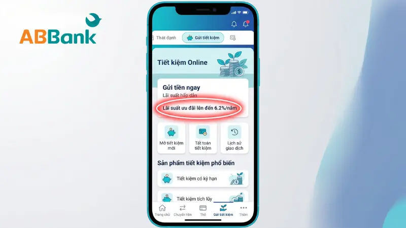 Gửi tiết kiệm online hưởng lãi suất ưu đãi qua AB Ditizen