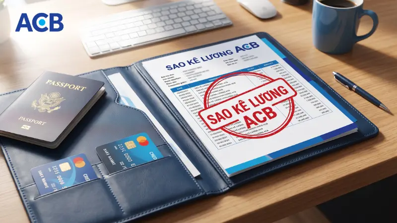 Giấy sao kê bảng lương ACB trong hồ sơ xin visa và mở thẻ