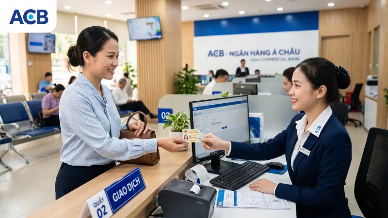 Mở khóa tài khoản tại quầy giao dịch ACB