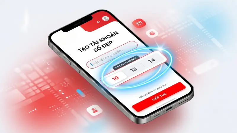 Quá trình định danh eKYC và thiết lập cấu trúc dãy số diễn ra hoàn toàn trên nền tảng di động một cách linh hoạt.