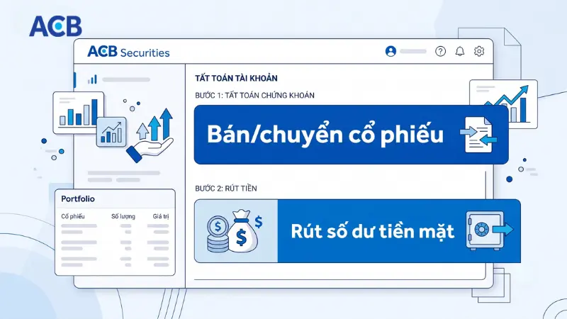 Bán cổ phiếu và rút tiền mặt trước khi đóng tài khoản ACBS.