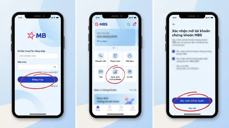 Các bước mở tài khoản chứng khoán trên App MBBank.