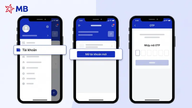 Các bước đăng ký mở thêm tài khoản MBBank online qua app.