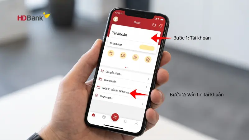 Tra cứu phí thường niên qua App HDBank Mobile Banking