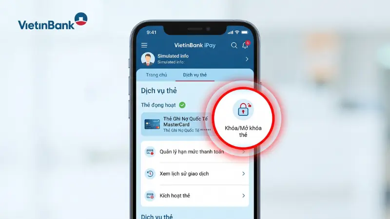 Ứng dụng iPay hiện tại chỉ hỗ trợ chức năng khóa thẻ tạm thời thay vì đóng tài khoản hoàn toàn.